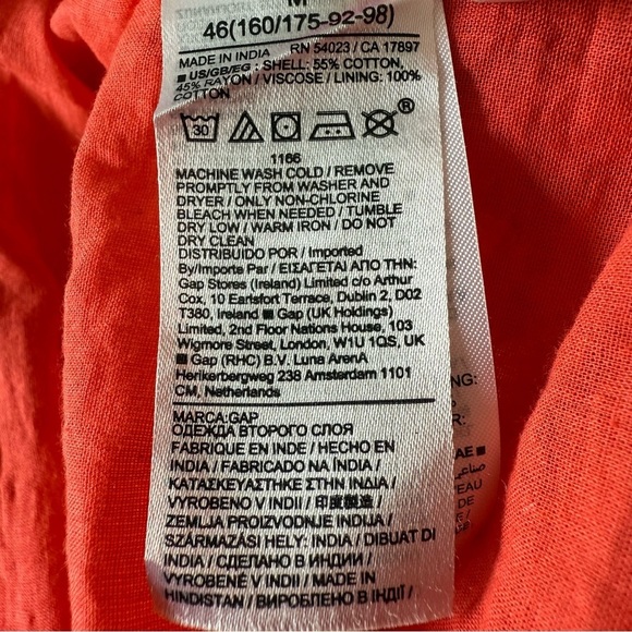 GAP Tiered V-Neck Floral Belted Dress Prairie Cottage Summer Orange Poppy Red M - Picture 11 of 11